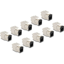 Delock Keystone Modul RJ45 jack to LSA Cat.6A toolfree black set 10 pieces