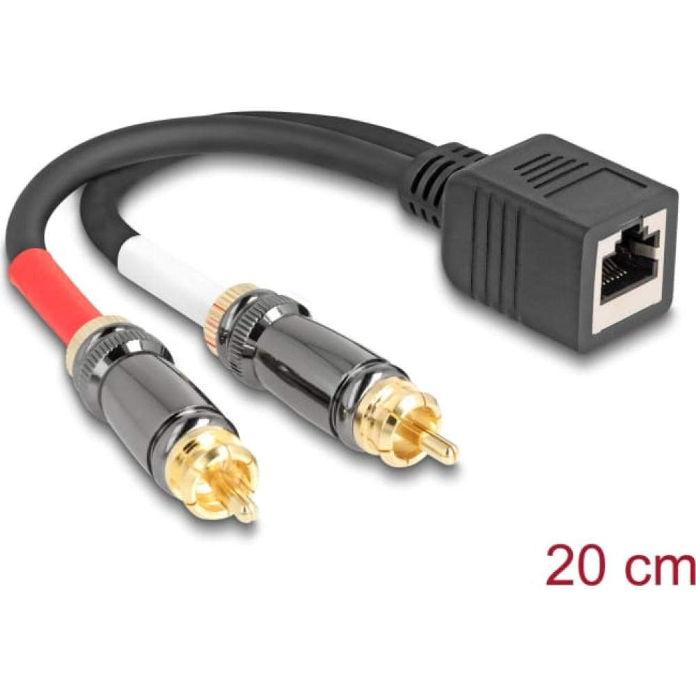 Delock Adapter Cable RJ45 jack to 2 x RCA male black 20 cm
