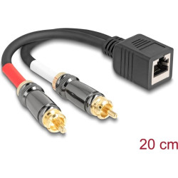 Delock Adapter Cable RJ45 jack to 2 x RCA male black 20 cm
