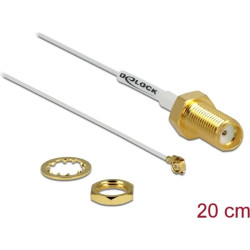 Delock Antenna Cable SMA Jack Bulkhead  MHF IIU.FL-LP(V)-040 Compatible Plug 200 mm 0.81