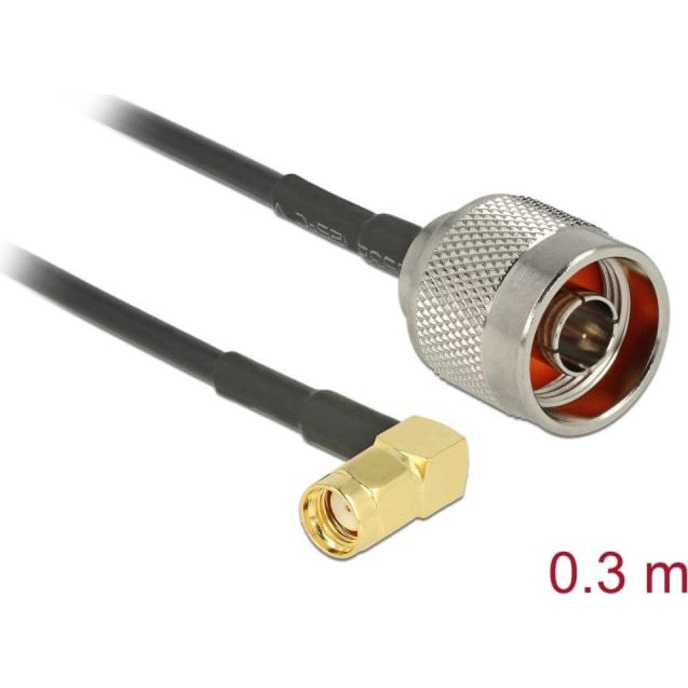Delock Antenna cable N Plug > RP-SMA Plug 90° RG-174 0.3 m