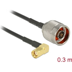 Delock Antenna cable N Plug > RP-SMA Plug 90° RG-174 0.3 m