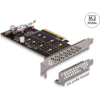 Delock PCI Express x8 Card to 2 x internal NVMe M.2 Key M - Bifurcation - Low Profile Form Factor