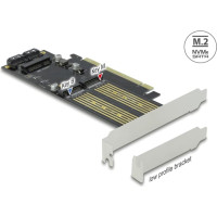 Delock PCI Express x16 Card to 1 x M.2 Key B + 1 x NVMe M.2 Key M + 1 x mSATA - Low Profile Form Factor