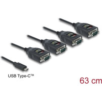 Delock Adapter USB Type-C™ to 4 x Serial RS-232 DB9 with 15 kV ESD protection