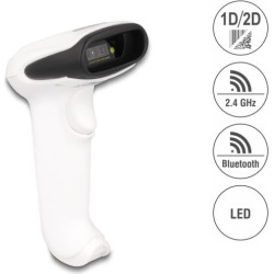 Delock Barcode Scanner 1D and 2D for 2.4 GHz, Bluetooth or USB - white