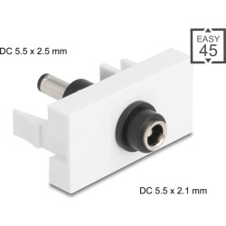 Delock Easy 45 Module DC 5.5 x 2.1 mm female to DC 5.5 x 2.5 mm male white