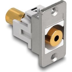 Delock Panel Mount stereo jack female 3.5 mm 4 pin > stereo jack female 3.5 mm 4 pin gold plated silver / white