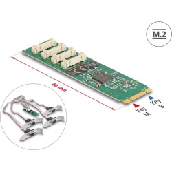 Delock M.2 Card to 4 x Serial RS-232 DB9 with Standard and Low Profile slot brackets