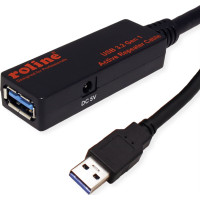 Roline USB 3.2 Gen 1 Active Repeater Cable, black, 15 m