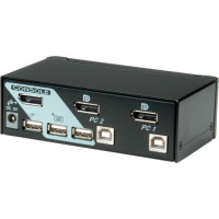 Roline KVM Switch, 1 User - 2 PCs, DisplayPort, with USB Hub