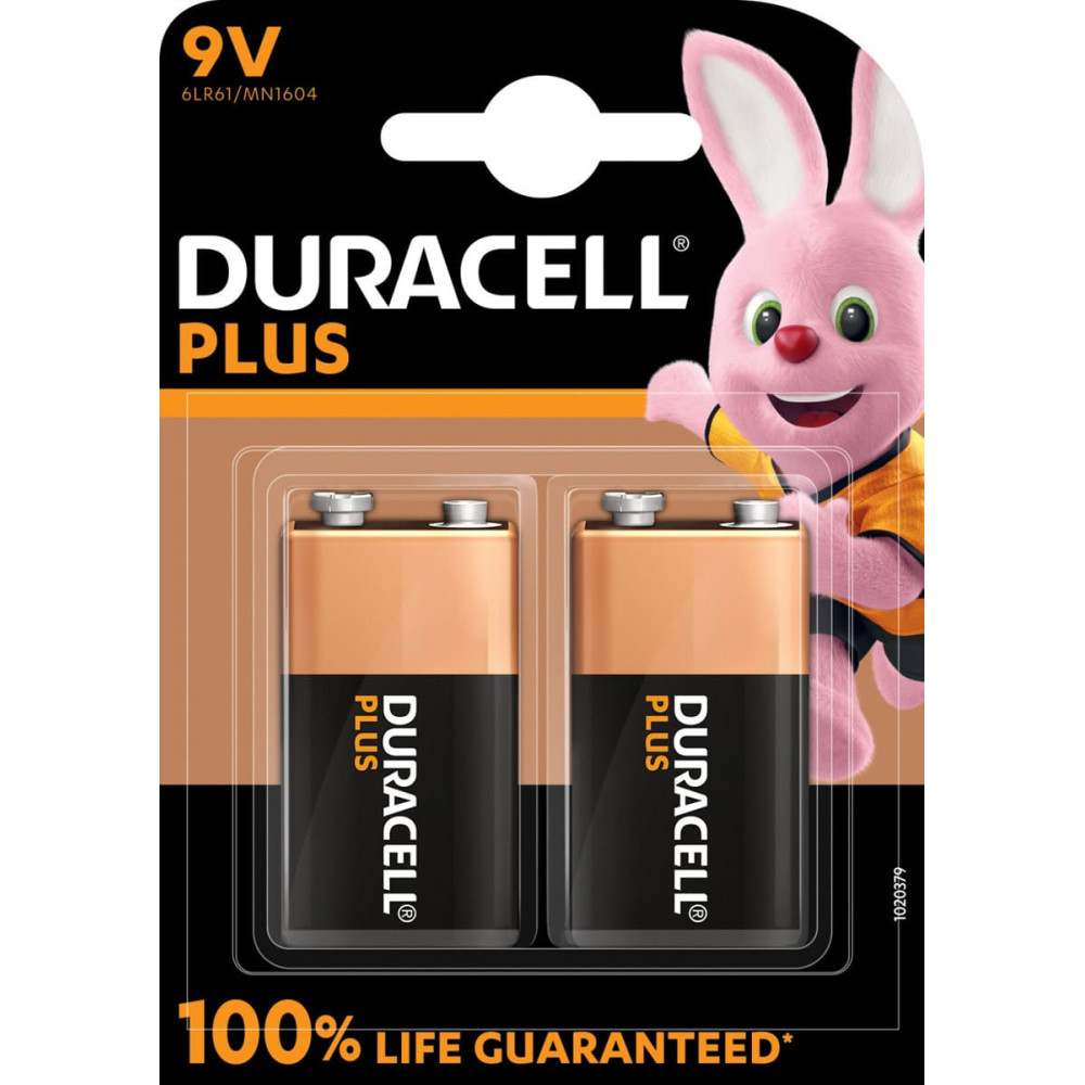 Duracell batterij Plus 100% 9V, blister van 2 stuks