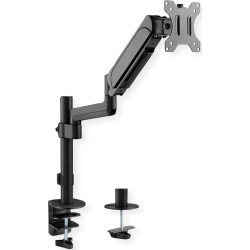 Value Single Monitor Arm, Pole Mount, 4 Joints, Desk Clamp
