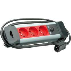 Bachmann 3-way UTE socket strip 45°, 2.0m IEC320 C14