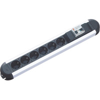 Bachmann PRIMO RCD socket strip 6x earthing contact 1xRCD protection, aluminium, 2 m