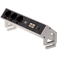 Bachmann DESK2 3x earthing contact, 2x CAT6, 1x HDMI, 1x USB 3.0, Supply cable GST18 0.2m, INOX