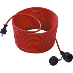 Bachmann lawn mower extension, earthing contact 16 A/250 VAC, red, Rubber / neoprene, 15 m