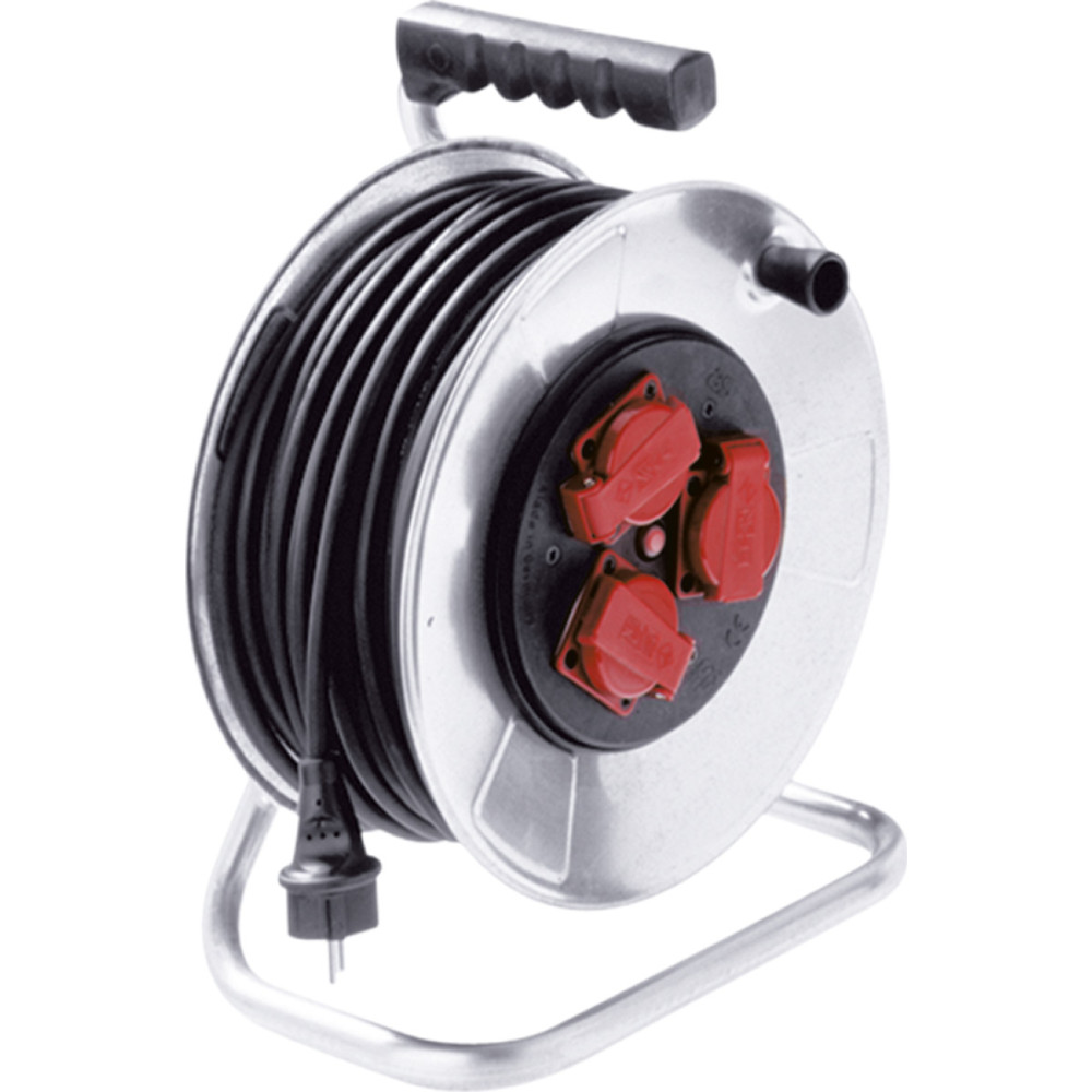 Bachmann sheet steel cable reel 3-f. 50m, H05RR-F 3G1.5mm, IP44