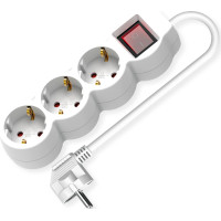 Value Power Strip, 3-way, with illuminated Switch, white, 1.5 m