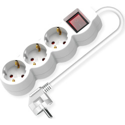 Value Power Strip, 3-way, with illuminated Switch, white, 1.5 m