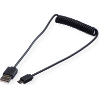 Roline USB 2.0 Spiral Cable, A - Micro B, M/M, 1 m