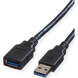 Roline USB 3.2 Gen 1 Cable, A - A, M/F, black, 1.8 m