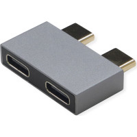 Roline Adapter, USB 3.2 Gen 2, 2x USB Type C - 2x USB A, M/F, silver