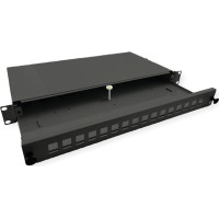 Roline 19" 1U Fiber Optic Patch Panel, for 16 Keystones, black