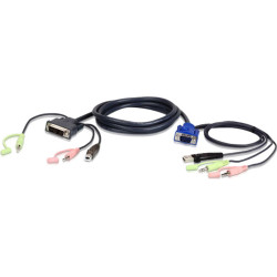 Aten 2L-7DX2U KVM-Kabel VGA zu DVI 1,8m, schwarz, 1,8 m