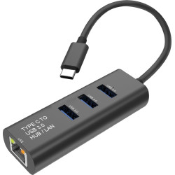 Secomp STANDARD USB Type C to Gigabit Ethernet Converter + Hub 3x