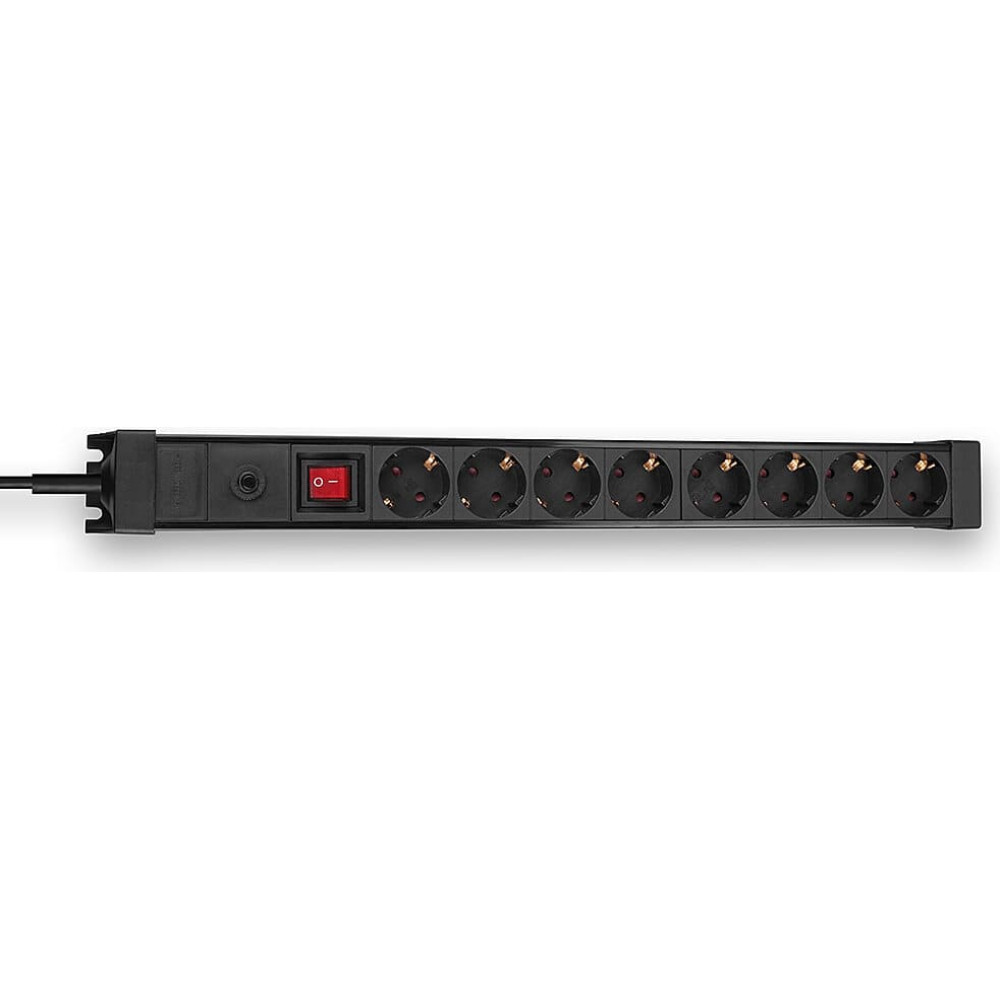 Lindy 8-Way Schuko Mains Power Extension with Switch, Black
