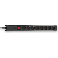 Lindy 8-Way Schuko Mains Power Extension with Switch, Black