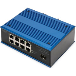 Digitus 8 port Gigabit Ethernet network PoE switch, industrial, unmanaged, 1 SFP uplink switch