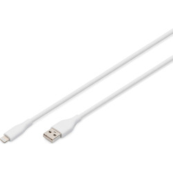 Digitus Lightning silicone connection cable, USB-A - Lightning 1m, white