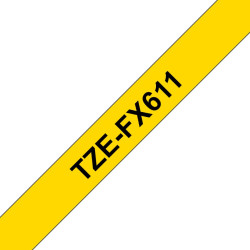 Brother TZE-FX611 marķēšanas lenta Melns uz dzeltena