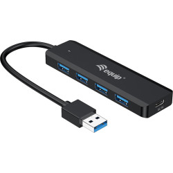 Equip USB-Hub 4-Port 3.0  ->4x3.0 +USBC Ada. o.Netz, schwarz