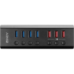 Lindy 43371 interfeisa centrmezgls USB 3.2 Gen 1 (3.1 Gen 1) Type-B 5000 Mbit/s Melns