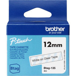 Brother BTAG-135 marķēšanas lenta Balts uz bezkrāsaina