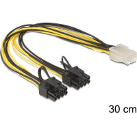 Delock PCI Express power cable 6 pin female > 2 x 8 pin male 30 cm