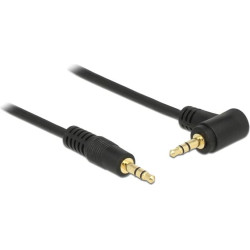 Delock Stereo Jack Cable 3.5 mm 3 pin male > male angled 1 m black