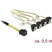 Delock Cable Mini SAS HD SFF-8643 > 4 x SATA 7 Pin angled 0.5 m