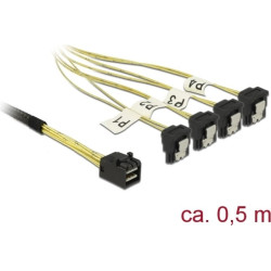 Delock Cable Mini SAS HD SFF-8643 > 4 x SATA 7 Pin angled 0.5 m