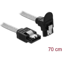 Delock SATA 6 Gb/s Cable straight to downwards angled 70 cm transparent