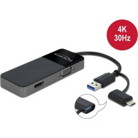 Delock USB 3.2 Gen 1 Adapter to 4K HDMI + VGA with Splitter function