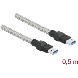 Delock USB 3.2 Gen 1 Cable Type-A male to Type-A male with metal jacket 0.5 m