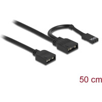 Delock RGB Connection Cable 3 pin for 5 V RGB / ARGB LED illumination with 2 x 3 pin female 50 cm