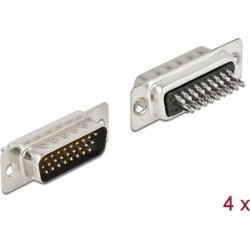 Delock D-Sub HD 26 pin male metal, solder version, 4 pieces