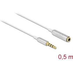 Delock Audio Extension Cable Stereo Jack 3.5 mm 4 pin male to female Ultra Slim 0.5 m white