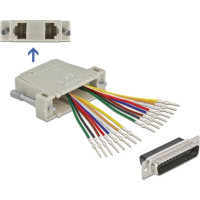 Delock D-Sub 25 pin crimp male to 2 x RJ45 female with assembly kit beige
