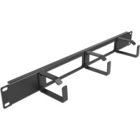 Delock 19″ Cable Management Routing Panel with 2 openings and 3 hooks 1U black